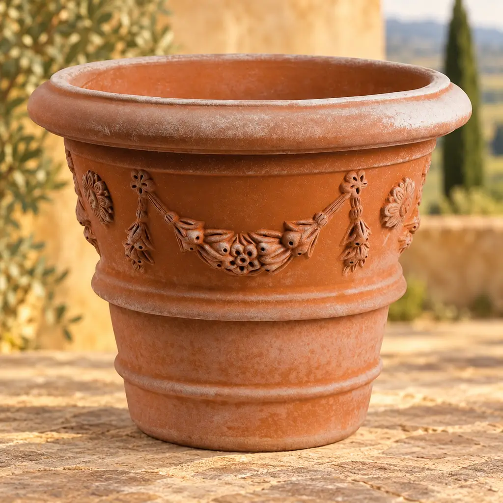 Festonato aus Impruneta-Terracotta: Girlanden für den Garten