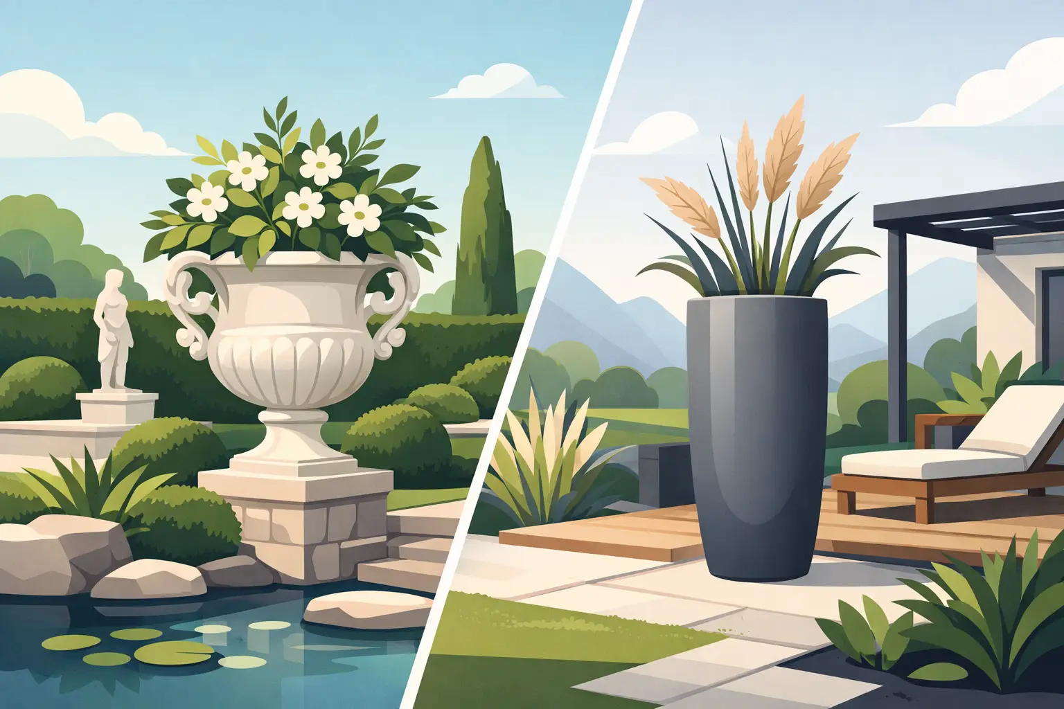 Klassische oder moderne Gartenvasen wählen?