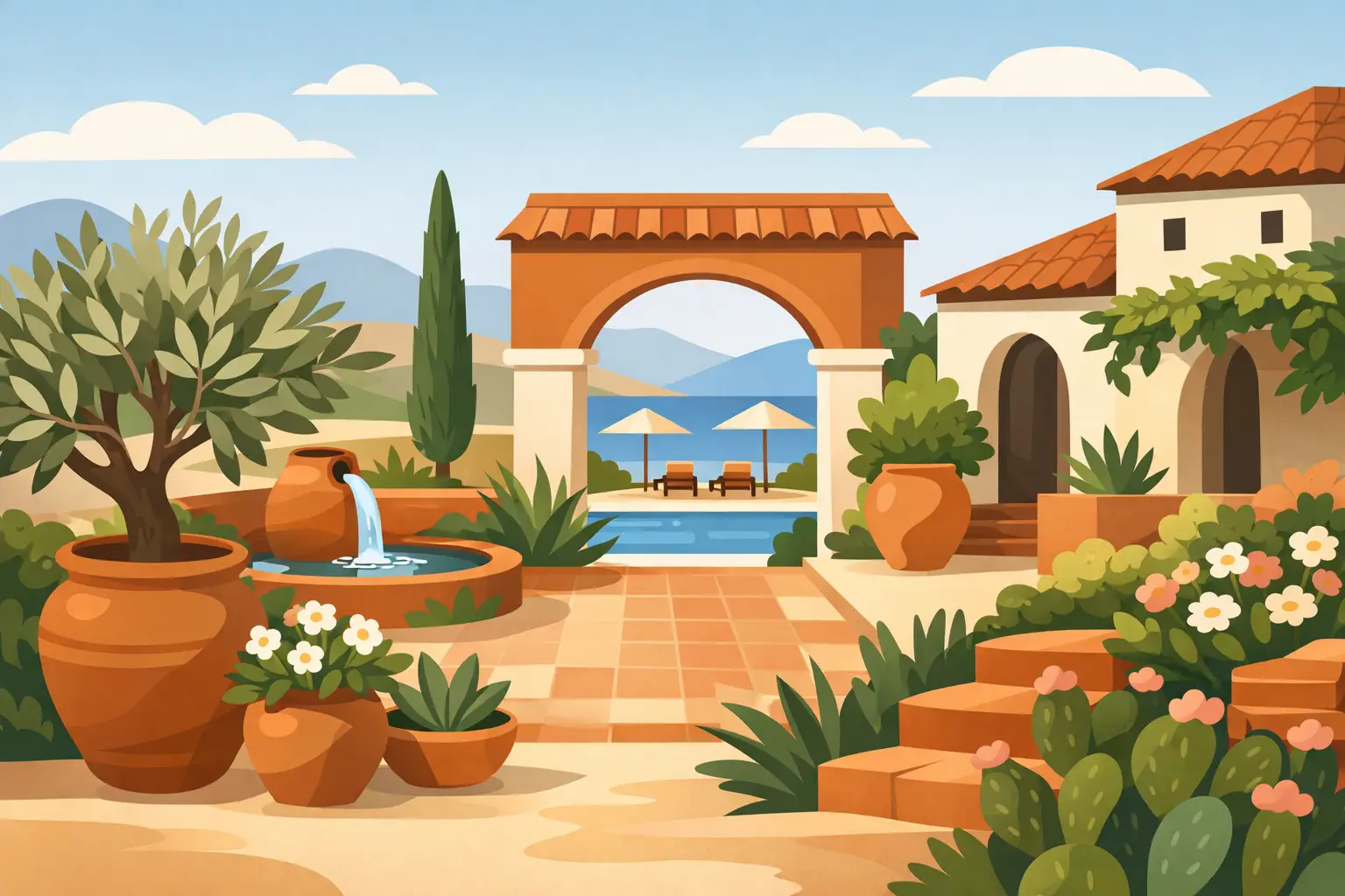 Mediterrane Gartengestaltung mit Terracotta