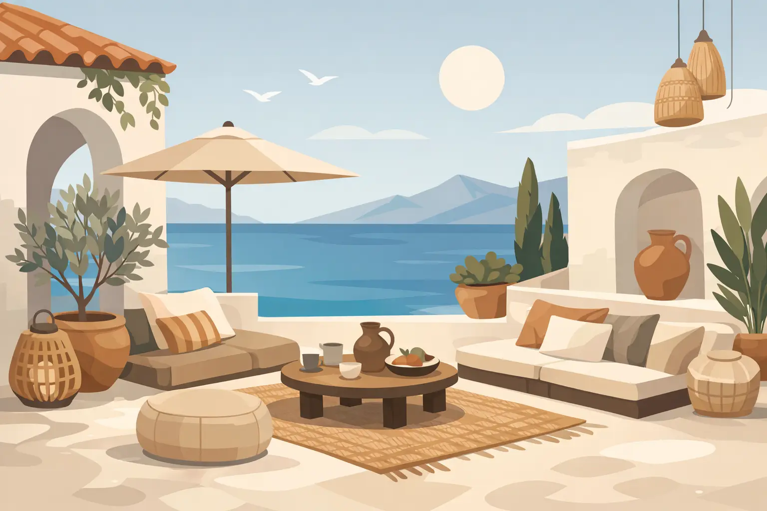 Mediterrane Terrasse harmonisch dekorieren