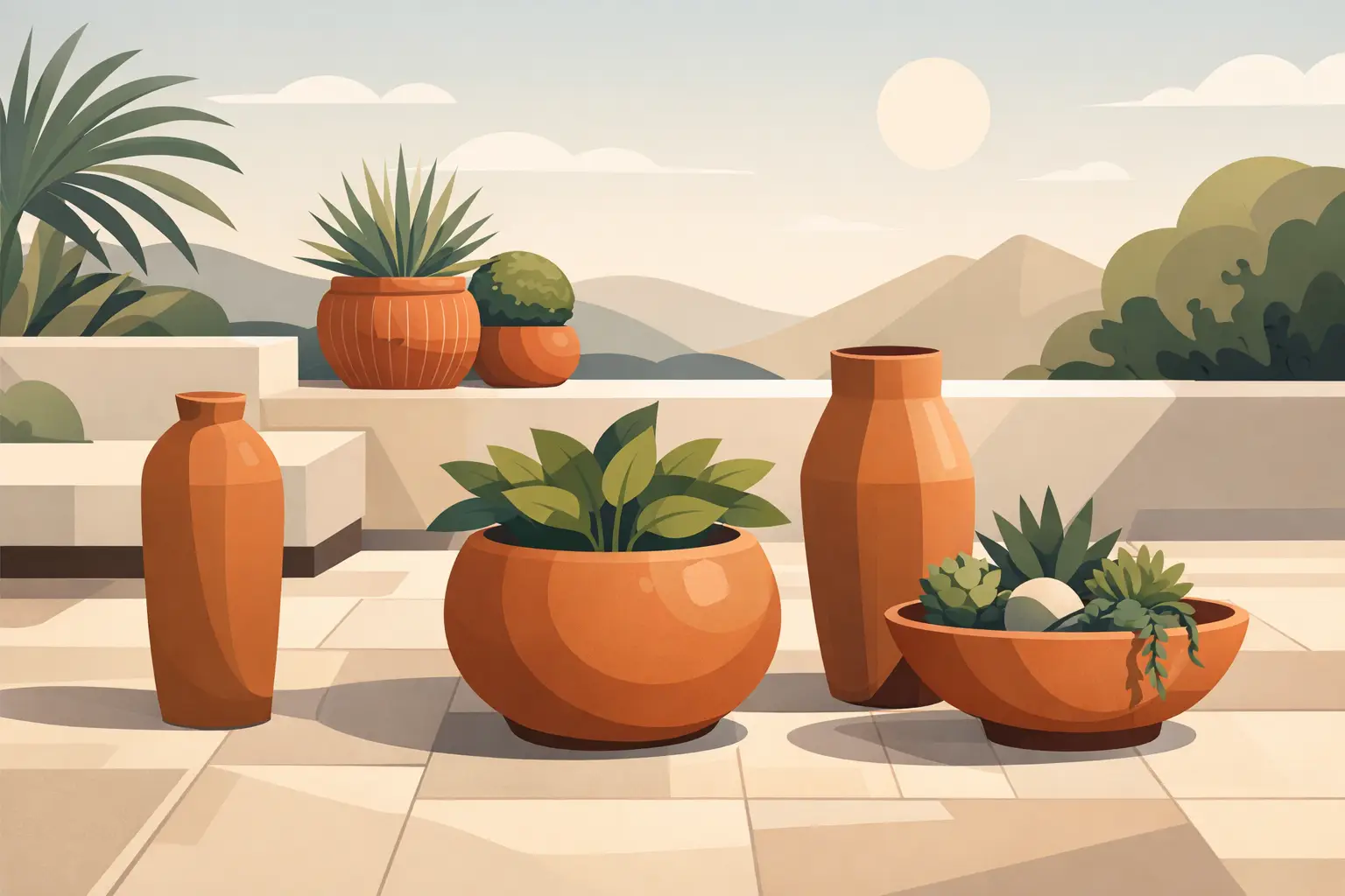 Moderne Terracotta-Vasen für außen wählen