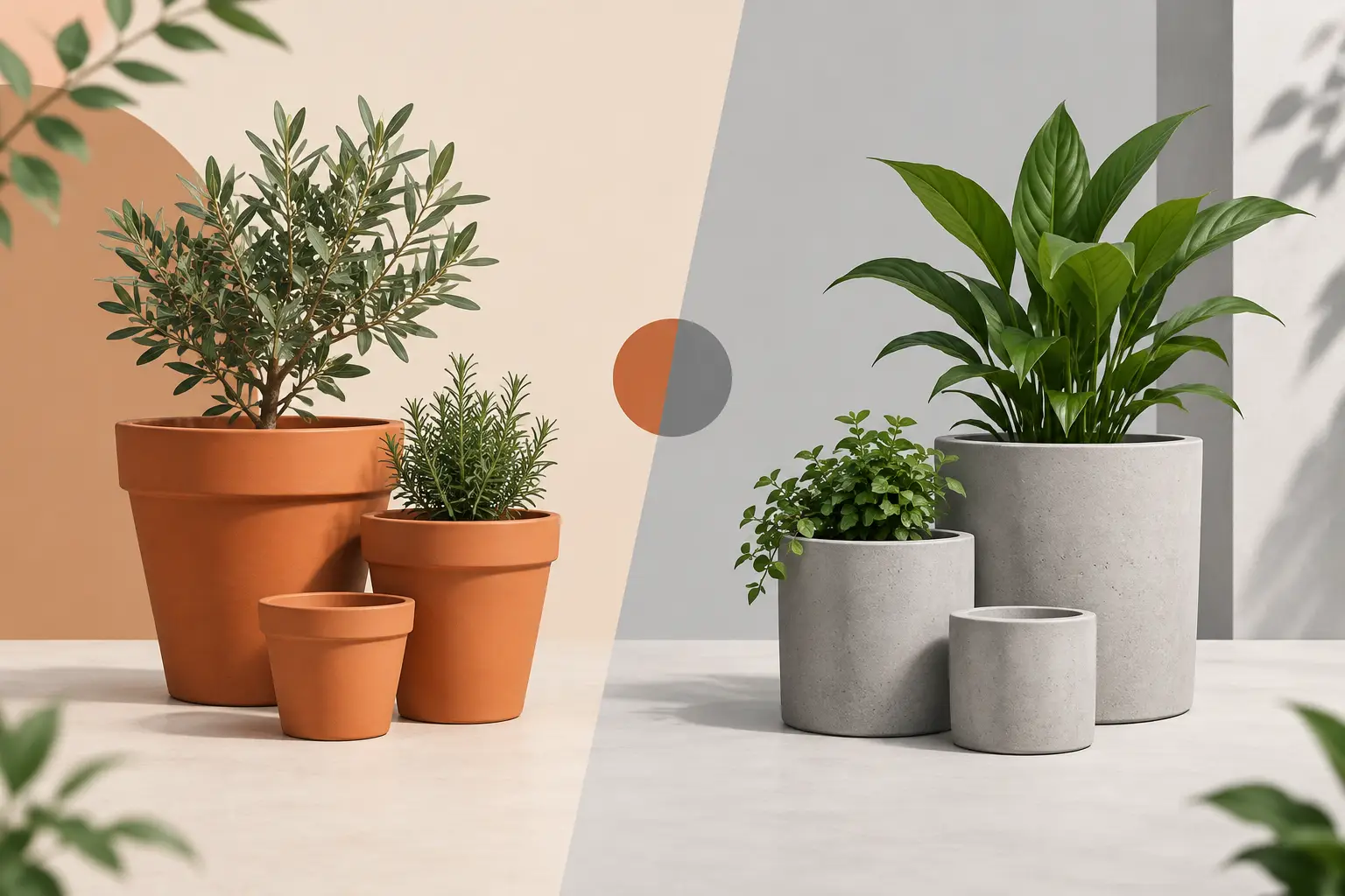 Terrakotta versus Beton Pflanzgefäße im Vergleich
