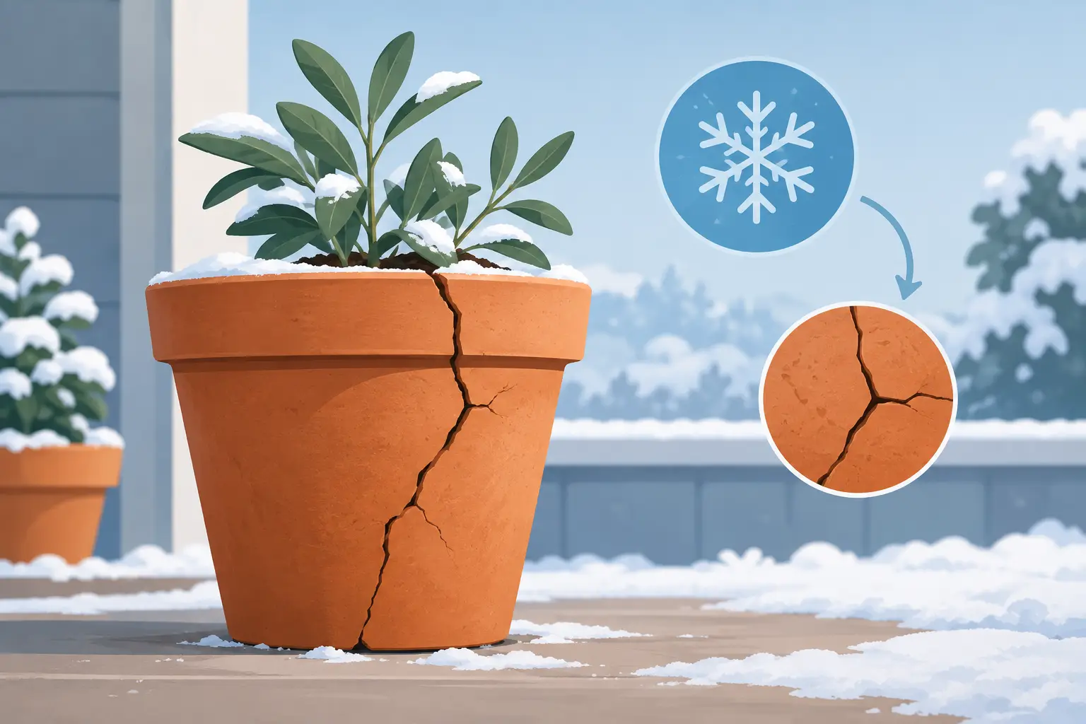 Warum bekommen Terracotta Töpfe Risse im Winter?