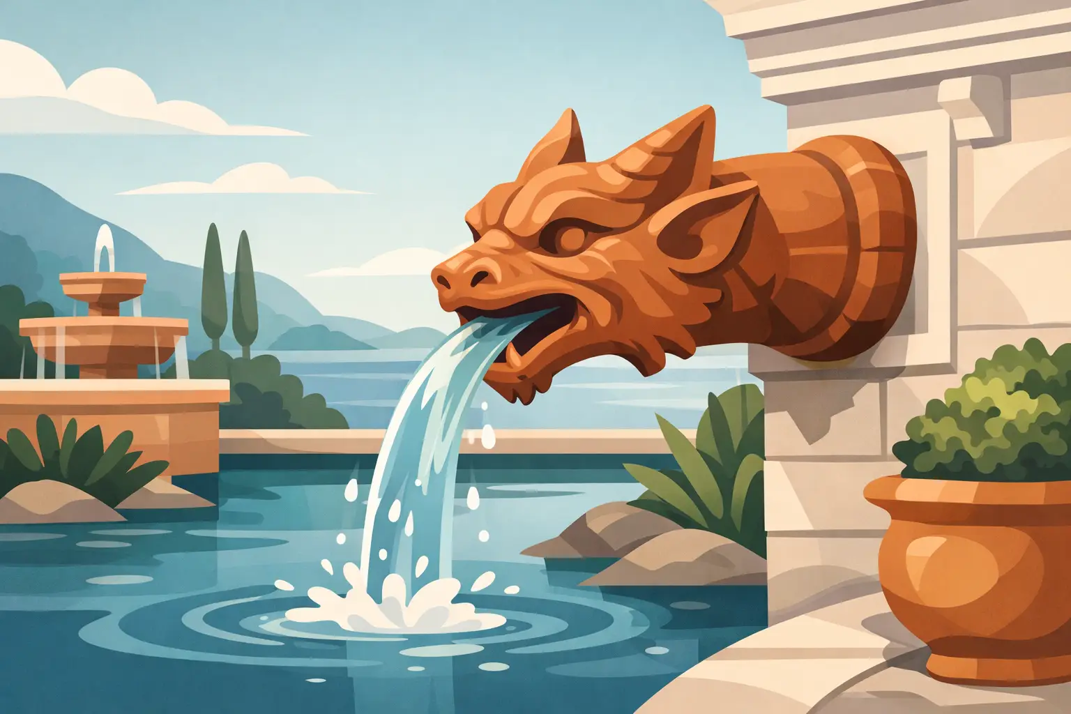 Wasserspeier aus Terracotta stilvoll einsetzen