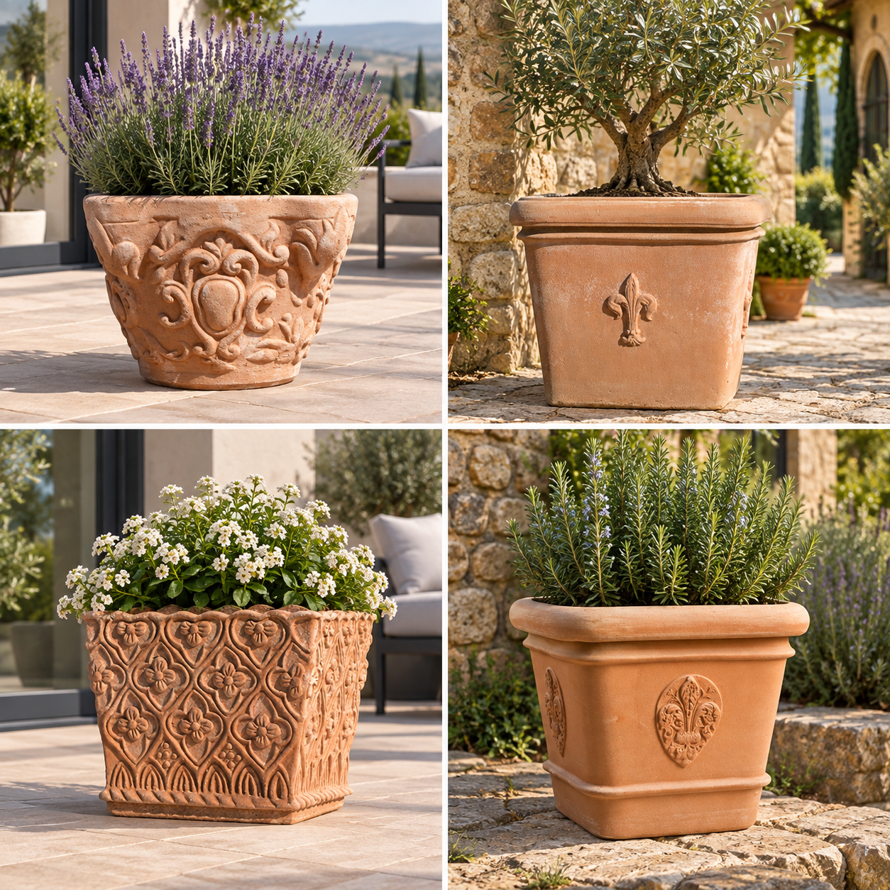 Verzierte quadratische Cassetta Bizantina mit weißen Blüten