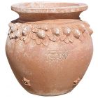Impruneta Terracotta, Cachepot con Limoni, runder Pflanztopf mit Limonen-Dekor, Vase