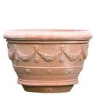 Impruneta Terracotta, Conca Festonata con Angeli, runder Pflanztopf, Blumentopf, Becken