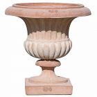 Impruneta Terracotta, Alzata a Mughetto Scanalata, geriffelter Pokal, Vase