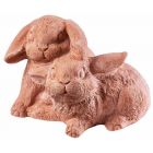 Galestro Terracotta, Conigli innamorati, Hasenpaar, Hasenfigur, Terracottahase, Terracottatier, Tierfigur, Gartenfigur