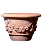 Impruneta Terracotta, Vaso festone continuo, Pflanztopf, rund, grau, verziert, Höhe 41 cm, Terracottatopf