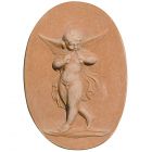 Impruneta Terracotta, Angelo con Pifferi in Ovale, ovales Wandbild Engel mit Pfeifen, Dekoration, Relief
