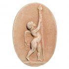 Impruneta Terracotta, Angelo con Fiaccola in Ovale, ovales Wandbild Engel mit Fackel, Dekoration, Relief