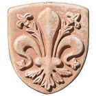 Impruneta Terracotta, Giglio di Firenze in scudo, Schild mit Florentiner Lilie, Reliefwandbild, Terrakottadekoration, Wanddekoration, Gartendekoration