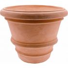 TerrArte Terracotta, Vaso Imprunetino Liscio, runder Pflanztopf, schlicht, Streifen, Blumentopf, Vase