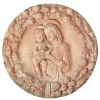 Impruneta Terracotta, Vergine e Figlio in Ghirlanda Luca Della Robbia, rundes Wandbild Jungfrau und Kind, Dekoration, Relief
