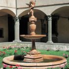 Impruneta Terracotta, Fontana - Andrea del Verrocchio e Bordo per vasca, freistehender Brunnen mit Umrandung, Terracottabrunnen, Standbrunnen, Gartenbrunnen, Fontäne, Wasserspiel