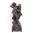 Bronzefigur Junge und Mädchen, H. 58 cm, A BRONZE SCULPTURE OF A BOY AND GIRL