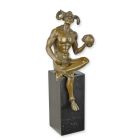 Bronzefigur Teufel mit Schädel, Höhe 36 cm, Teufelsfigur, Satansfigur, Dekofigur, A BRONZE SCULPTURE OF SATAN HOLDING A SKULL