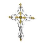 Kreuz, Kruzifix, Eisen, goldfarbene Element, Höhe 94 cm, Wandkreuz, AN IRON CROSS WALL DECOR