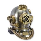 A BRASS AND COPPER DIVING HELMET