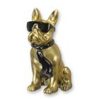 Bulldogge mit Sonnenbrille und Krawatte - bronzefarben-schwarz - Höhe 27,6 cm - Polyresin