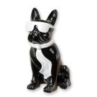 Bulldogge mit Sonnenbrille und Krawatte - schwarz-weiß - Höhe 27,6 cm - Polyresin