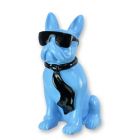 Bulldogge mit Sonnenbrille und Krawatte - blau-schwarz - Höhe 27,6 cm - Polyresin
