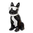 Bulldog, altezza 59,6 cm, nero/bianco, figura in poliresina, figura di cane, figura animale, UN BULLDOG IN RESINA CON OCCHIALI DA SOLE E CRAVATTA - NERO
