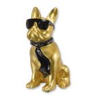 Bulldogge, Höhe 59,6 cm, goldfarben/schwarz, Polyresinfigur, Hundefigur, Tierfigur, A RESIN BULLDOG WITH SUNGLASSES AND TIE - GOLD