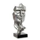 Dekofigur Maske "Speak No Evil", H. 62,5 cm, silberfarben, Polyresinfigur, Kunstfigur, Filmfigur, A RESIN SPEAK NO EVIL" MASK - SILVER"