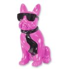 Bulldogge, H. 40 cm, mit Sonnenbrille und Krawatte, fliederfarben, Polyresinfigur, Hundefigur, Tierfigur, Dekofigur, A RESIN BULLDOG WITH SUNGLASSES AND TIE - LILAC
