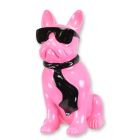 Bulldogge, Höhe 40 cm, pink/schwarz, Polyresinfigur, Hundefigur, Tierfigur, A RESIN BULLDOG WITH SUNGLASSES AND TIE - PINK