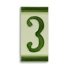 Porzellanfliese Ziffer 3, Hausnummer, Zahlenfliese, A PORCELAIN TILE NUMBER 3
