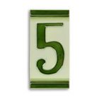 Porzellanfliese Ziffer 5, Hausnummer, Zahlenfliese, A PORCELAIN TILE NUMBER 5