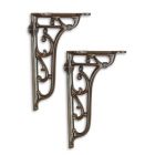Paar Blumenhaken aus Gusseisen, braun, A PAIR OF CAST IRON WALL BRACKETS - BROWN FINISH