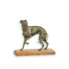 Gusseisentierfigur Windhund auf Holz-Sockel, A CAST IRON FIGURINE OF A GREYHOUND ON WOODEN BASE