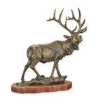Gusseisenfigur Elch auf Holzsockel, A CAST IRON FIGURINE OF AN ELK ON WOODEN BASE