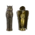 Bronzefigur weiblicher Akt, Aufklappfigur, Nacktfigur, Sammlerfigur, AN EROTIC BRONZE SCULPTURE OF A FEMALE NUDE HIDING IN TREE (1 Stück)