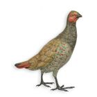 Bronzetierfigur Rebhuhn, mehrfarbig, Höhe 22,1 cm, Vogelfigur, Rebhuhnfigur, Gartenfigur, Dekofigur, Tierfigur, A BRONZE SCULPTURE OF A PARTRIDGE