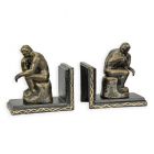 2er-Set Buchstützen mit Denkerfigur, Gusseisendekoration, A PAIR OF CAST IRON THE THINKER BOOKENDS