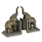Set di 2 fermalibri con statuine di elefante in ghisa, altezza 15 cm, UN PAIO DI FERMALIBRI IN GHISA A FORMA DI ELEFANTI