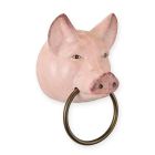 Türklopfer Schweinekopf aus Gusseisen, UN PORTAASCIUGAMANI IN GHISA CON TESTA DI MAIALE - ROSA