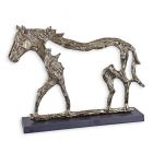 Aluminiumfigur Pferd, Länge 58,7 cm, Gartenfigur, Dekofigur, AN ALUMINIUM PIERCED SCULPTURE OF A HORSE