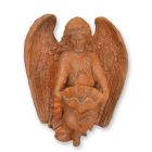Gusseisenfigur Engel, Höhe 29,5 cm, rostfarben, Engelfigur, Gusseisenengel, Gartenfigur, Dekorfigur, Grabfigur, A RUSTY CAST IRON HOLY WATER FONT