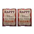 2er-Set Drucke mit Sinnspruch auf Holz, englisch, mehrfarbig, Höhe 50 cm, A PAIR OF VINTAGE PRINTS ON WOOD