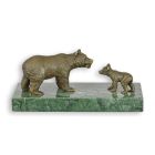 A BRONZE SCULPTURE OF A BEAR WITH CUB
