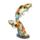 Bronzefigur Kois, H. 63 cm, Fischfigur, Gartenfigur, Sammelfigur, A BRONZE SCULPTURE OF A PAIR OF KOI