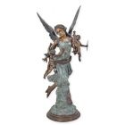 Bronzestatue Engel mit Putten, Engelfigur, Engelstatue, A BRONZE SCULPTURE OF AN ANGEL WITH 2 PUTTI