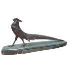 #Bronzefigur Fasan auf Marmorsockel, A SCULPTURE OF A BRONZE PHEASANT ON A MARBLE BASE