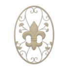 Wanddekoration aus Eisen mit Liliendekor, oval, Höhe 92,3 cm, AN IRON FLEUR DE LIS WALL DECOR - WHITE